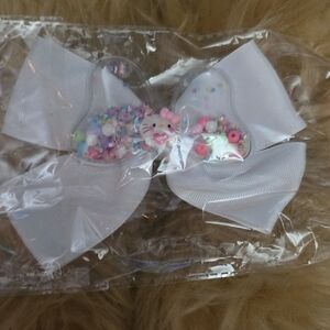Miss Kitty White Bow with Colorful Beads NEW